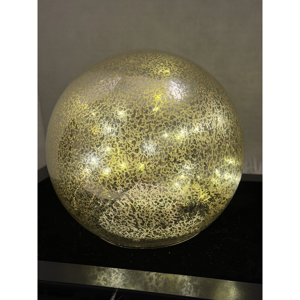 6 Inches Crackle Globe LED Lamp Battery Operated, Gold Crackled Glass...